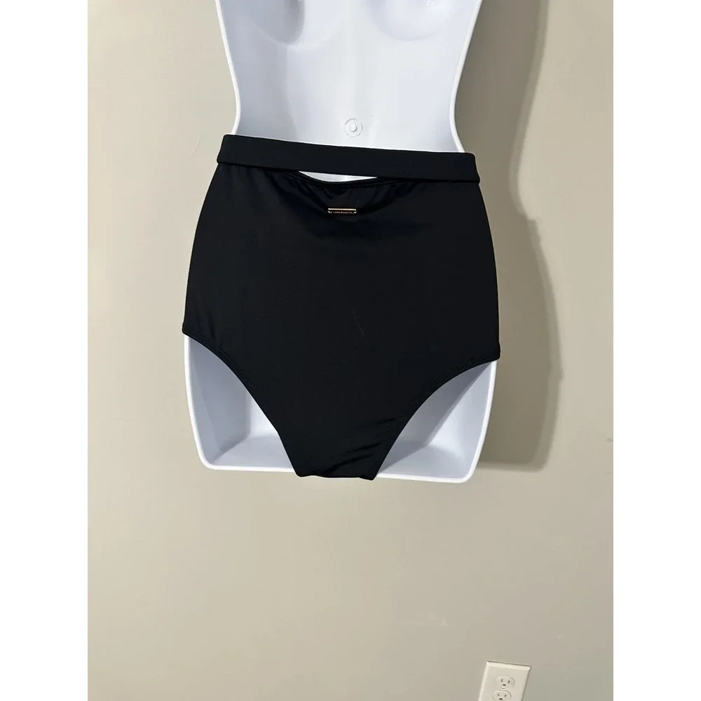 VERDELIMON Banes Black High-Waist Bikini Bottom‎ S Gold Buckle Retro Size S - Picture 4 of 6